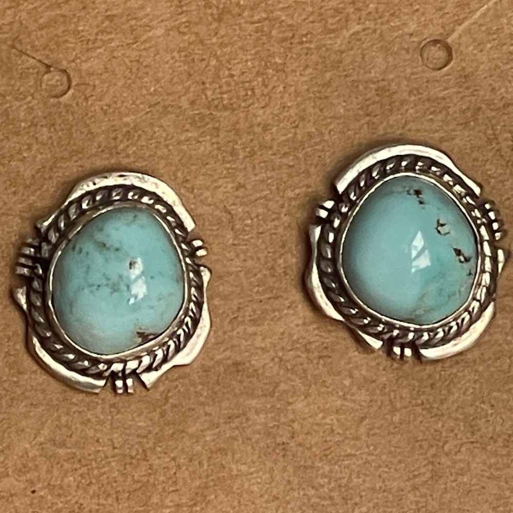 VTG Native American Southwest  Sterling Silver Turquoise Earrings